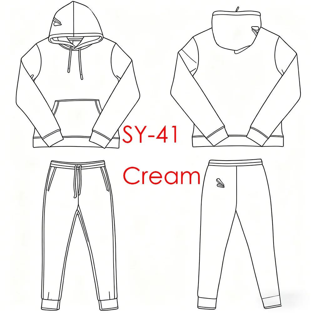 

SY-41 UnisexTracksuit Hoodie and Trousers Set Streetwear Autumn Winter Clothing Khaki Fabric Yellow Border Printed Knit Set