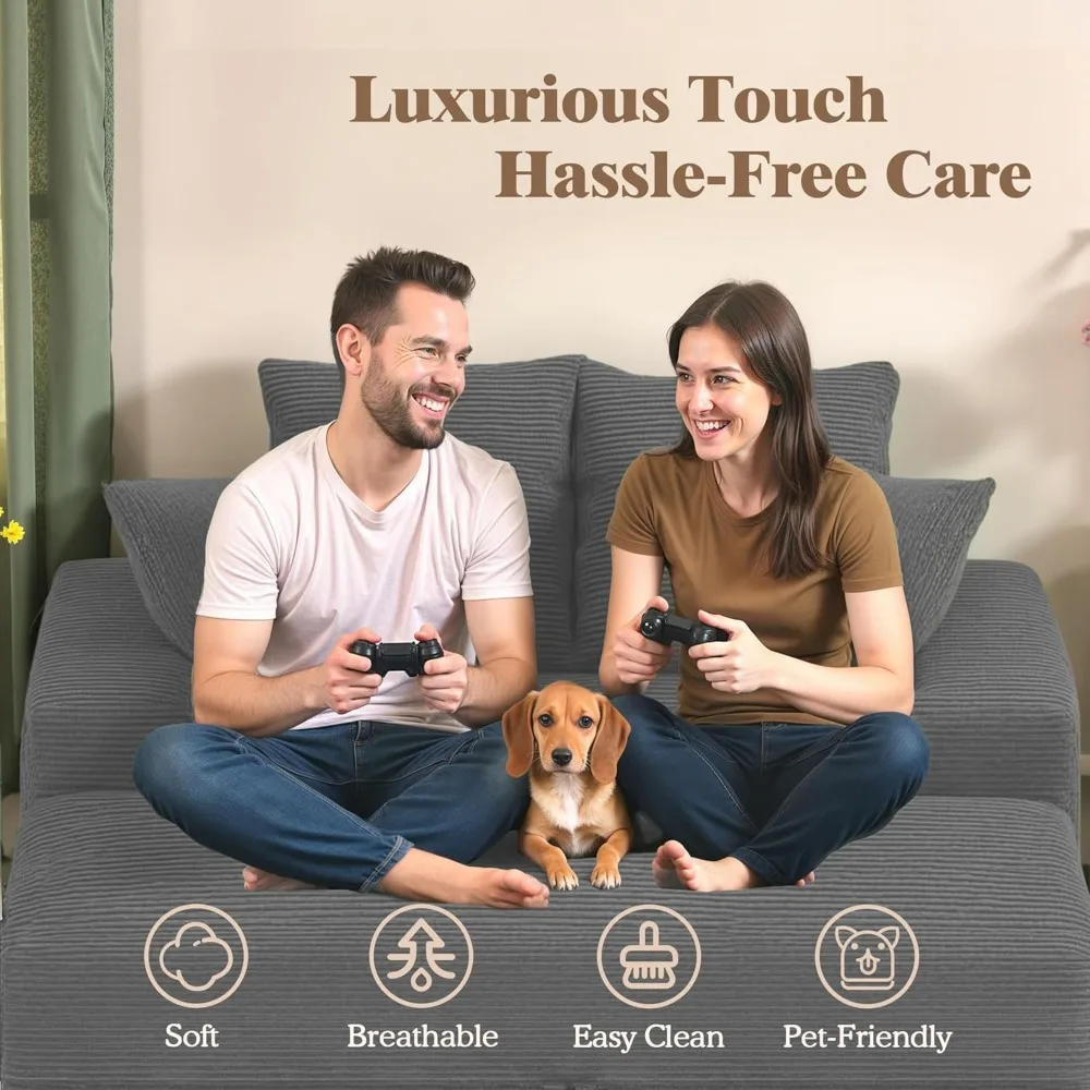 كرسي صالة داخلي مع مسند تخزين، كرسي أريكة حديث مقاس 60 بوصة مع مساند للذراعين واسعة و4 وسائد، مريح كبير الحجم #4