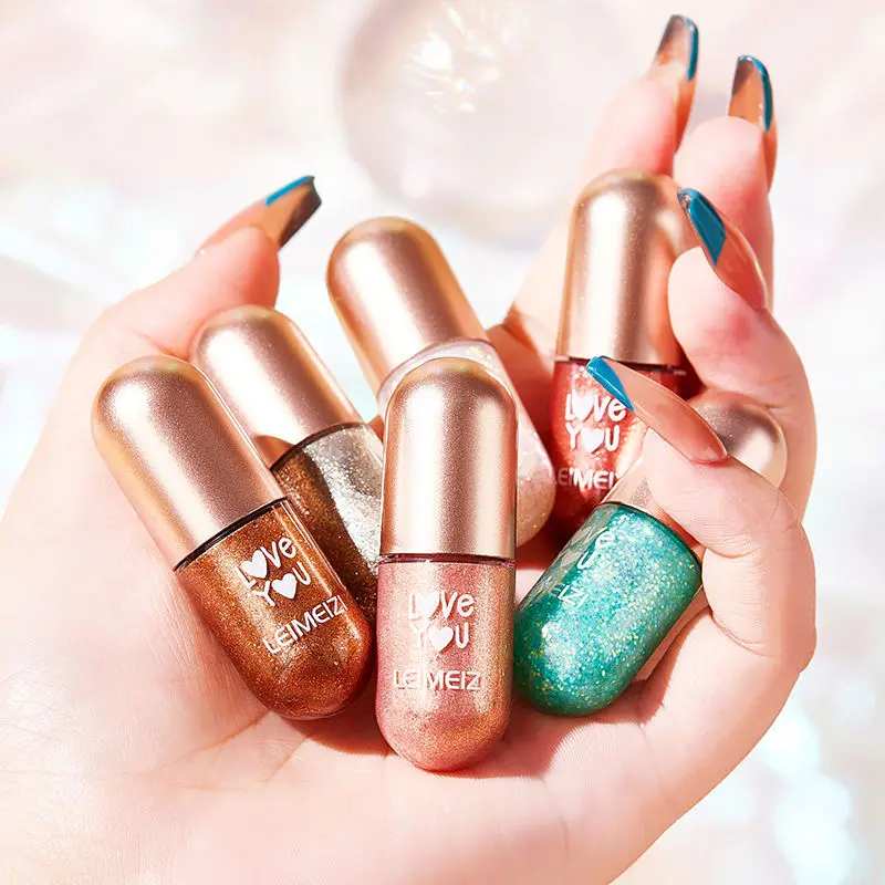 1Pc 미니 캡슐 리퀴드 아이 섀도우 고 색소 방수 지속 페이딩하기 쉽지 않음 진주 글리터 여성 화장품 아이 메이크업