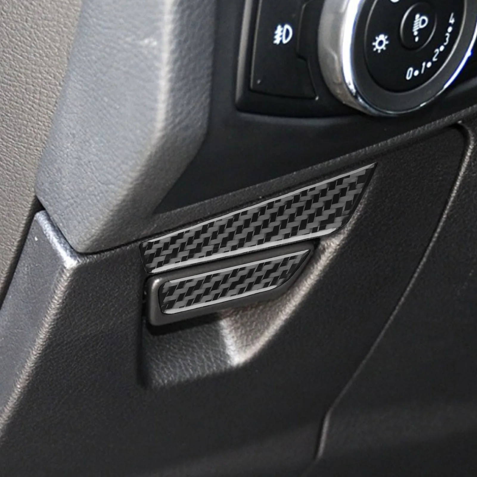 Pour Ford Focus MK3 2012-2018 boîte de rangement du conducteur en Fiber de carbone poignée panneau de commutation revêtement d'habillage accessoires d'intérieur de voiture autocollant