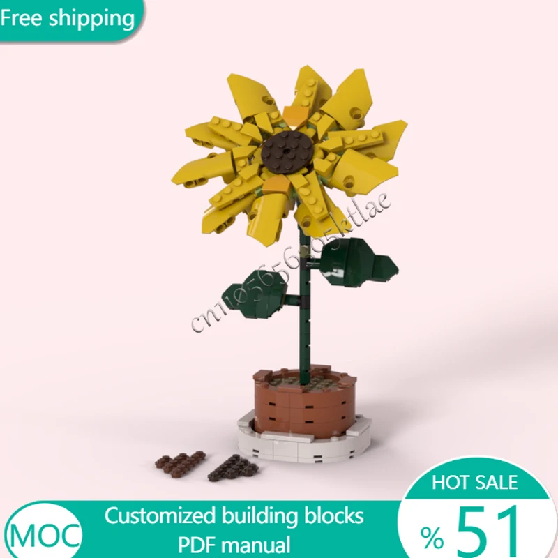 199 PCS Flowers Sunflower MOC Customize Modular Building Block Popular Creative Design Technology Model DIY Assembly Toy Gift