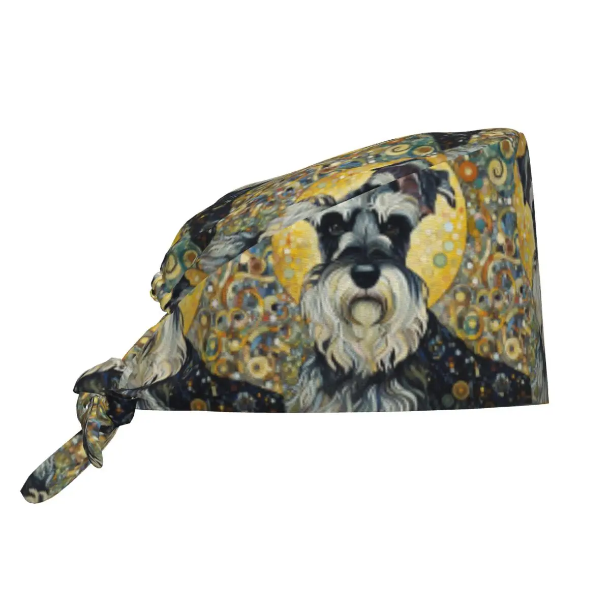 Modern Art Style Schnauzer Scrub Hat Doctor Working Surgical Cap Men Women Adjustable Nursing Caps for Dentist