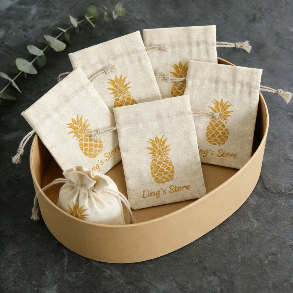 50pcs Trial Natural Jewelry Cotton Bag Eco Canvas Gift Pouch Wedding Favors Necklace Earrings Rings Bracelet Machine Organizer