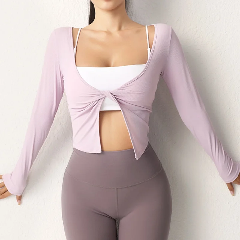 Koszulki do jogi Cloud Hide Beauty Back Damskie z długim rękawem T-shirt XL Sportowe do ćwiczeń na siłowni Top Fitness do biegania Jesień Zima Narzutka — zdjęcie 5
