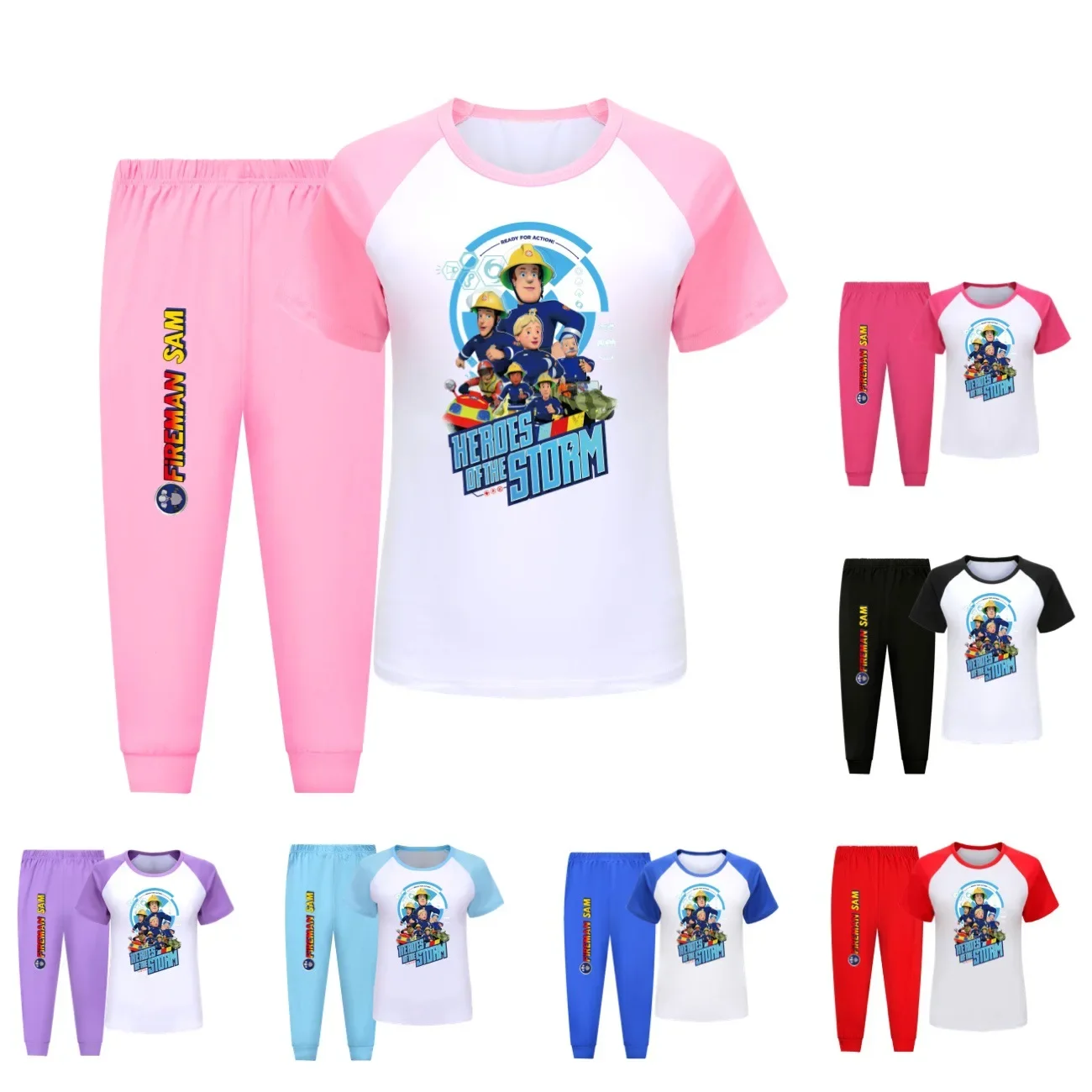 

Cartoon FIREMAN SAM Clothes Kids Fire Fighter Sportsuit Baby Boys Summer T-shirts Shorts 2pcs Sets Girls Short Sleeve Pijama Set