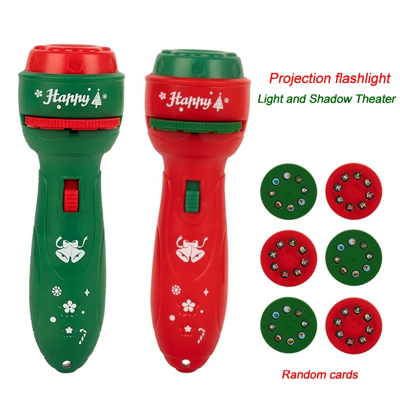 Christmas Cartoon Projection Flashlight  Creative Children Flashlight Toy Projector Baby Toys Bedtime Story Book Toy for Kids