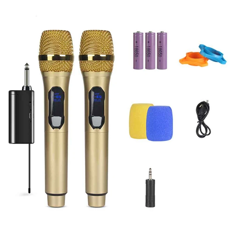 

Беспроводной микрофон, металлическая динамическая микрофонная система с перезаряжаемым приемником для пения караоке, свадьбы-Y47A