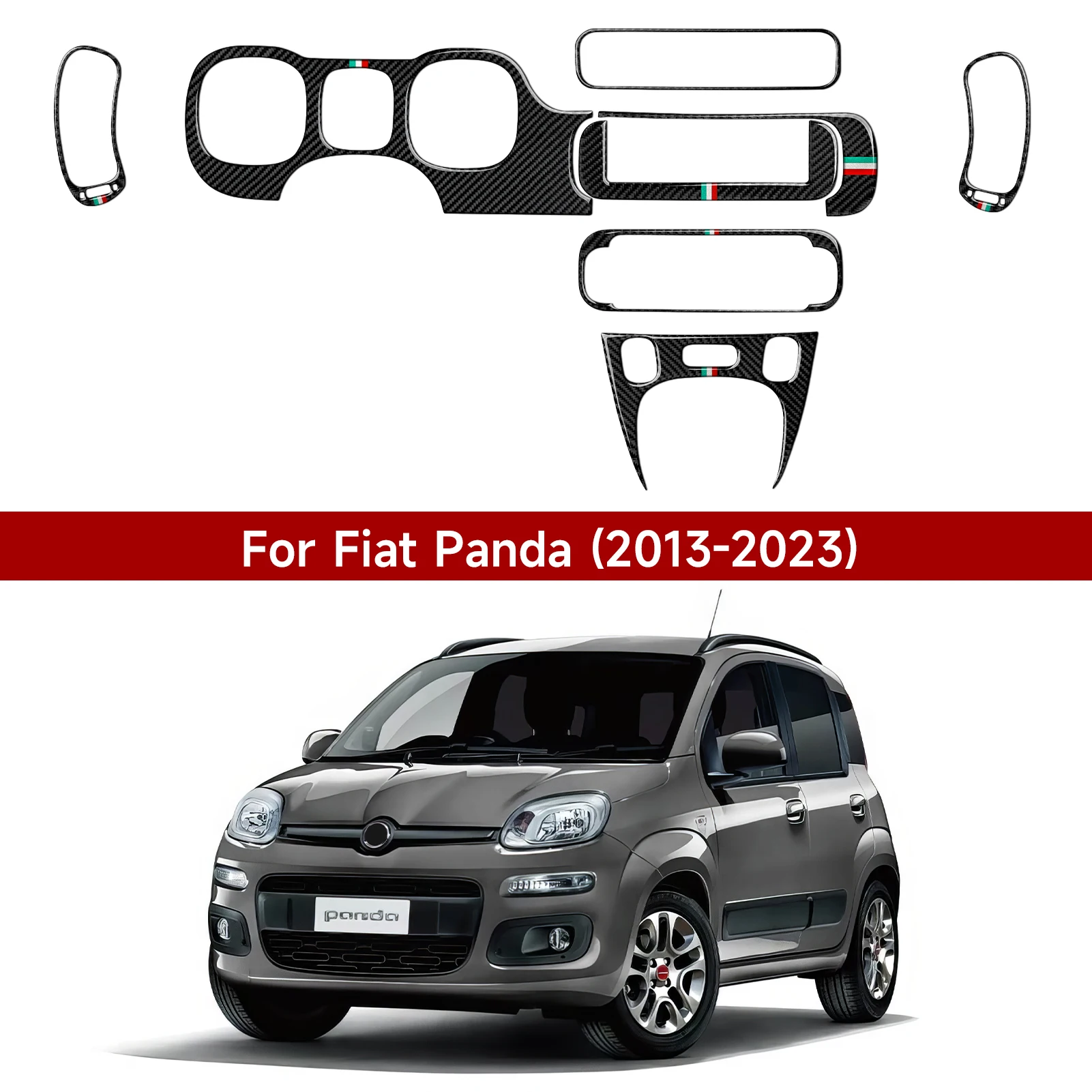 

Дисплей скорости на приборной панели автомобиля. Панель переключения передач. Наклейка из углеродного волокна для интерьера. Аксессуары для отделки салона Fiat Panda (2013-2023)