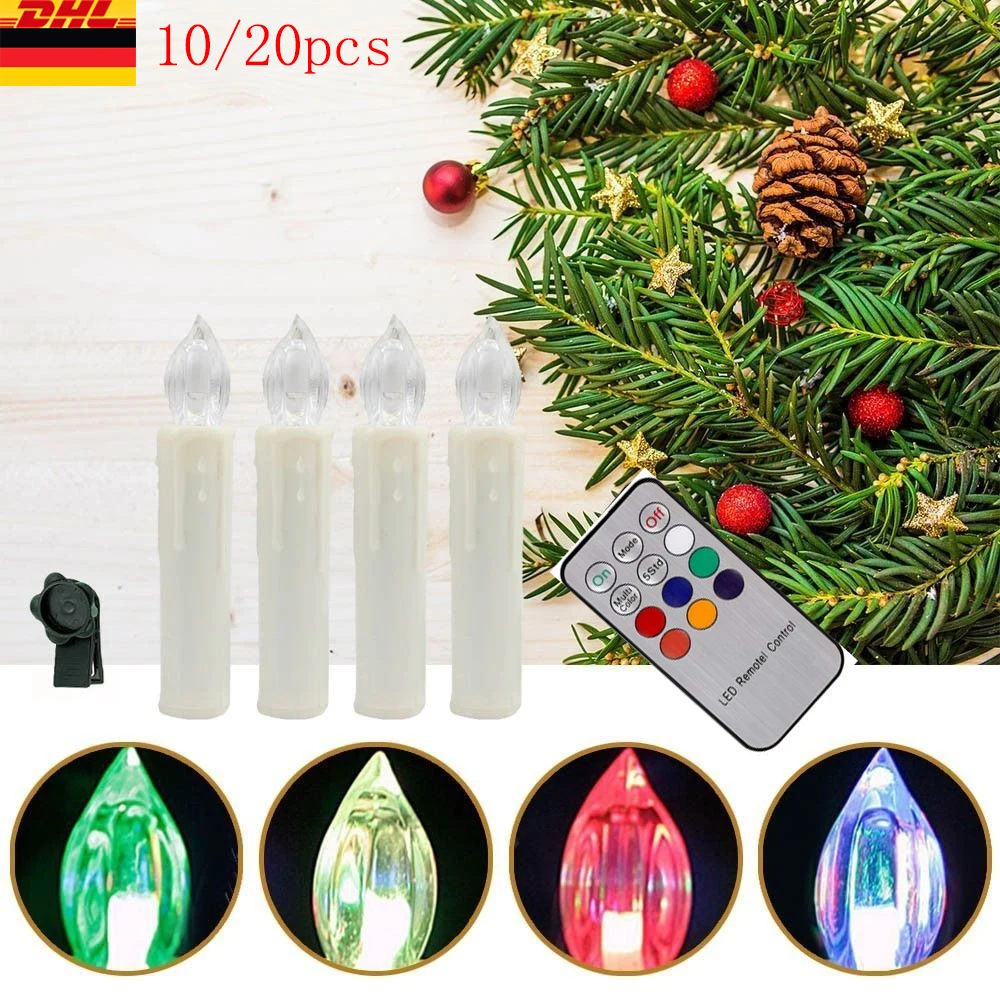 

10pcs LED Christmas C Lights Remote Control RGB Wedding Tree Taper C les Flameless Safe for Home