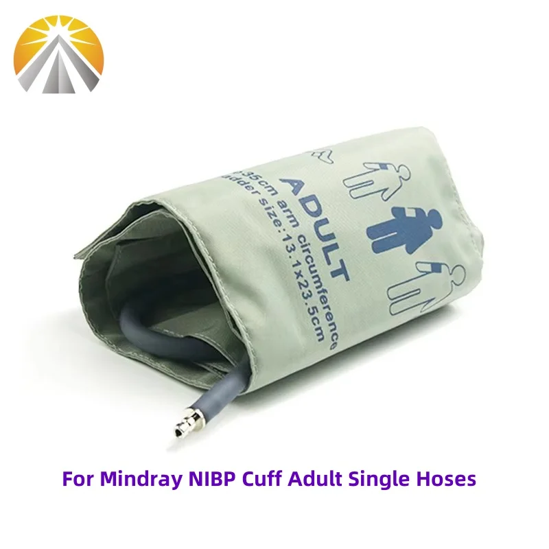 Reusable Blood Pressure NIBP Cuff Adult Size 25 to 35 CM Single or Double Hoses for Mindray Monitor with Connector Grey Color