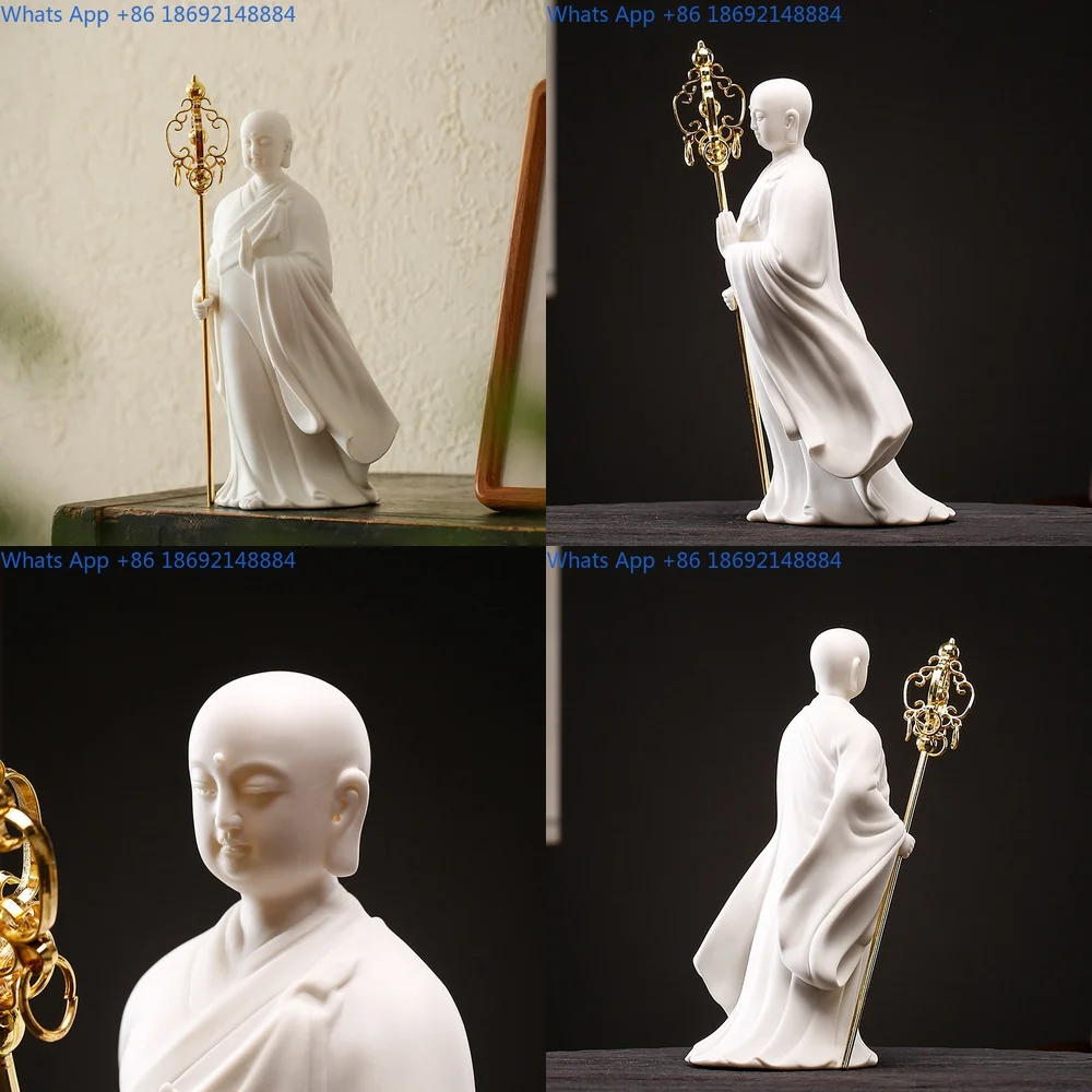 

Creative White Porcelain Buddhist Statue Home Decor for Living Room Bar Cabinet TV Stand Decoration