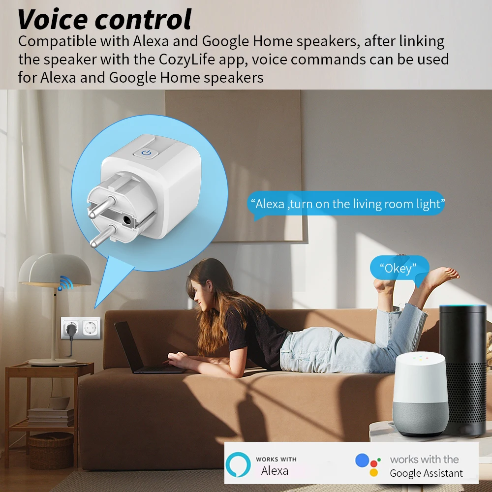Soket Pintar WiFi 20A/16A EU F - Smart Home Energy App ulasan dan harga
