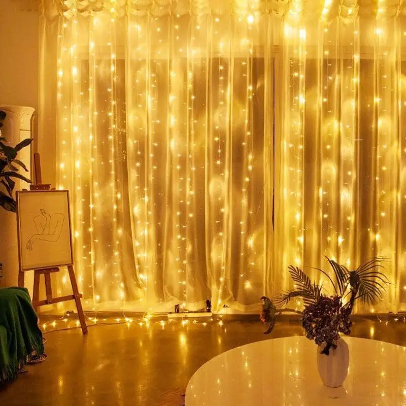 USB Curtain String Lights 8modes Christmas Garland Festoon Led Light Fairy Wedding Holiday Party Decor Home Bedroom Decoration