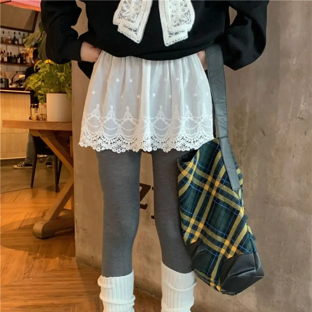 Кружевная нижняя юбка с цветочной вышивкой, антибликовая сетчатая защитная короткая юбка с высокой талией, нижняя юбка с кружевной подкладкой в корейском стиле