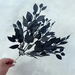 Black Halloween Artificial Flower Decor Plant Leave Branch Bamboo Dahlia Wedding Party Event Floral Material Home Table Decor