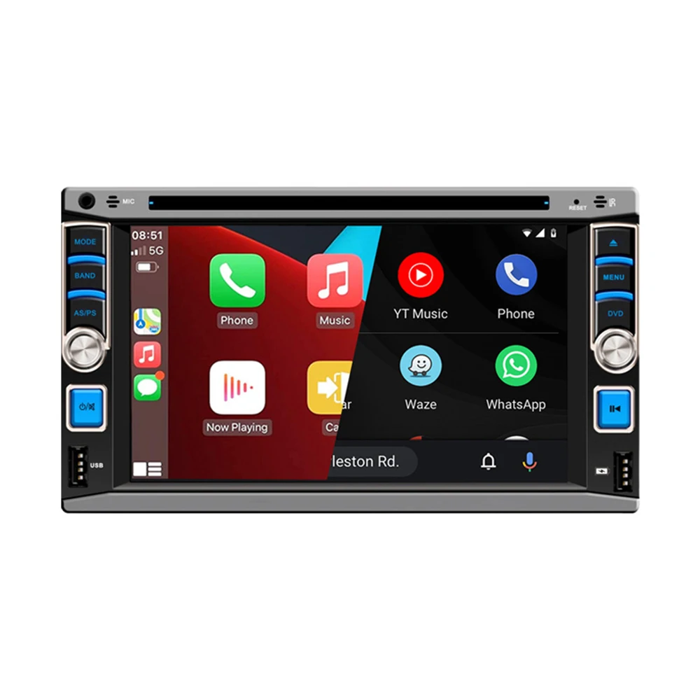 

Double Din Car Stereo 6.2 Inch Touch Screen Bluetooth 5.2 Handsfree Call Mirror Link SWC FM Receiver