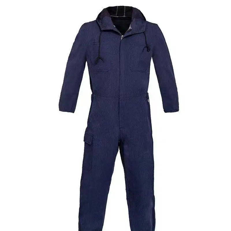 Men's One-Piece Work Uniform, Wear-Resistant, Dark Blue, for Auto Repair and Factory Work, One-Piece Work Uniform.