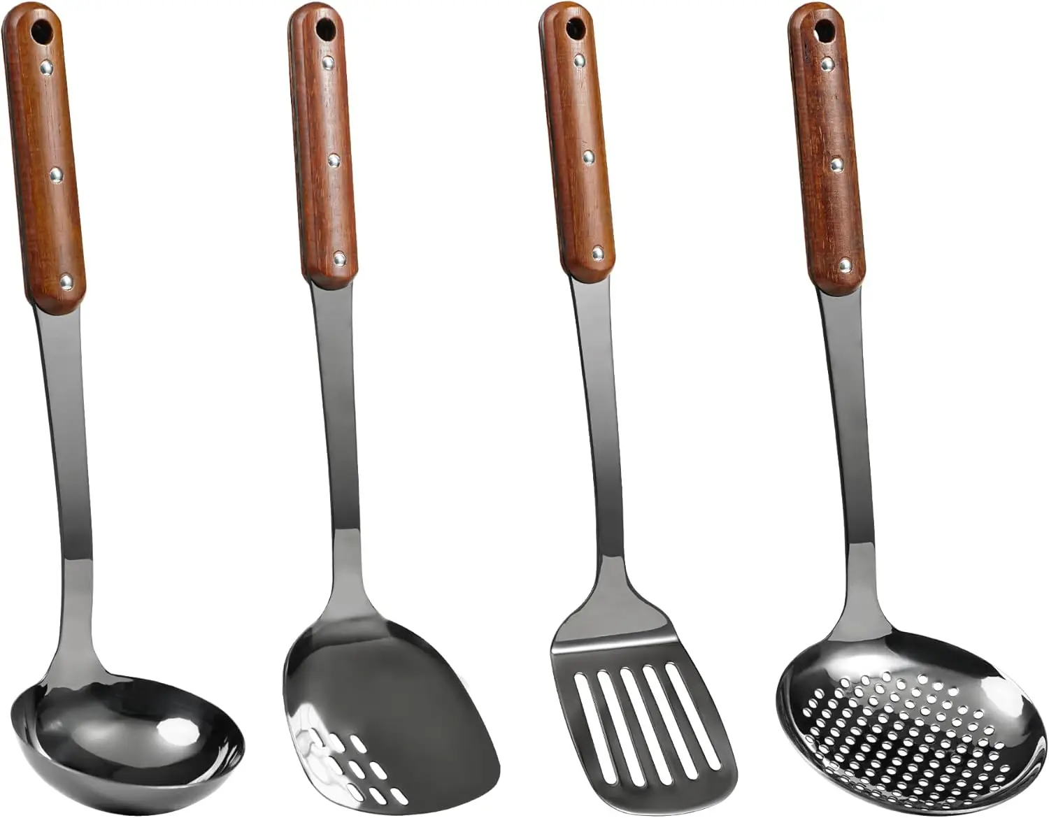 Stainless Steel Wok Spatula,Slotted Spatulas,Ladle,Skimmer Ladle Tool Set,Mirror Polished Cooking Utensils