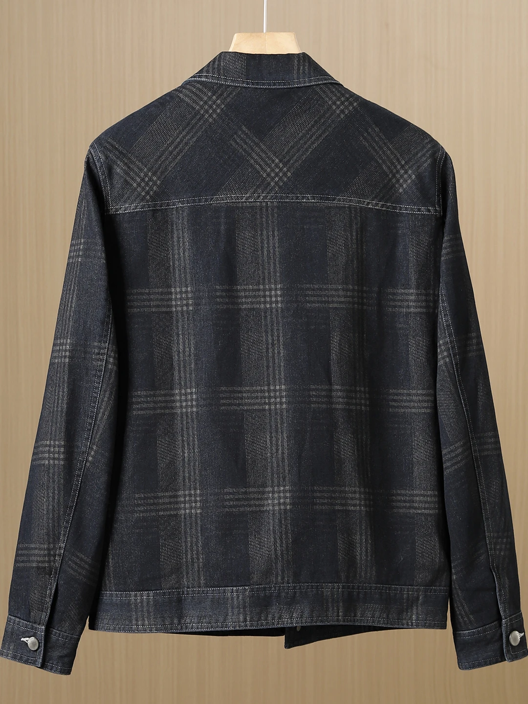 

H-Series, 75% хлопок, повседневная джинсовая куртка с талией, мягкая дышащая эластичная клетчатая верхняя одежда, мужское длинное пальто-све