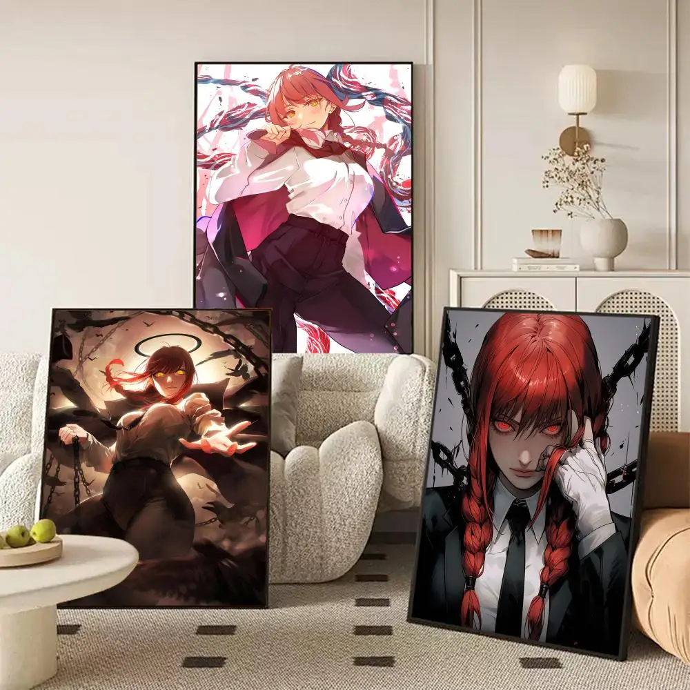 Anime C-Chainsaw Man M-Makima Poster Self-adhesive Art Waterproof Paper Sticker Coffee House Wall Decor
