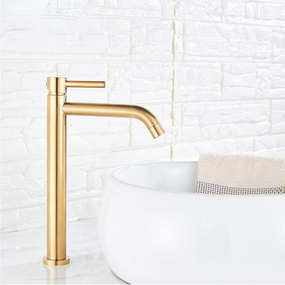 

Black/ Brushed Gold Single Handle Basin Faucet Deck Mount Hot And Cold Mixer Tap Bathroom Faucet Washbasin Air Conditioner