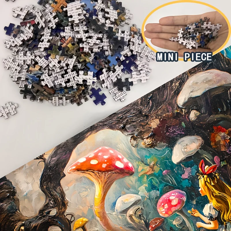38x38cm 미니 사이즈 퍼즐 1000조각 버섯 숲 예술 판타지 성인 및 수집가용, 홈 데코 및 마음챙김 선물