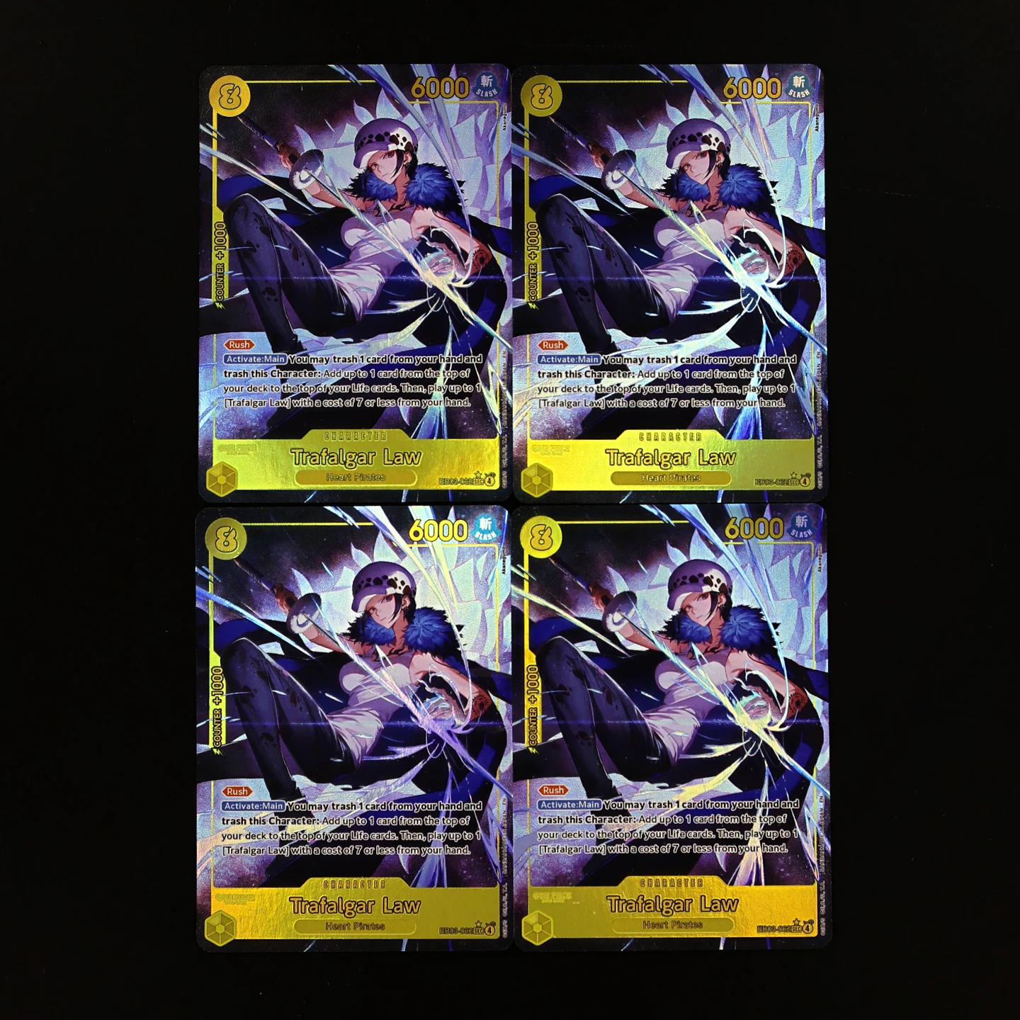 

Коллекционная карта One Piece TCG OPCG на английском языке EB03-062 Law SEC V1 V2, 8-уровневая, желтая, с текстурой, фольгированная, с тиснением, аниме-карта