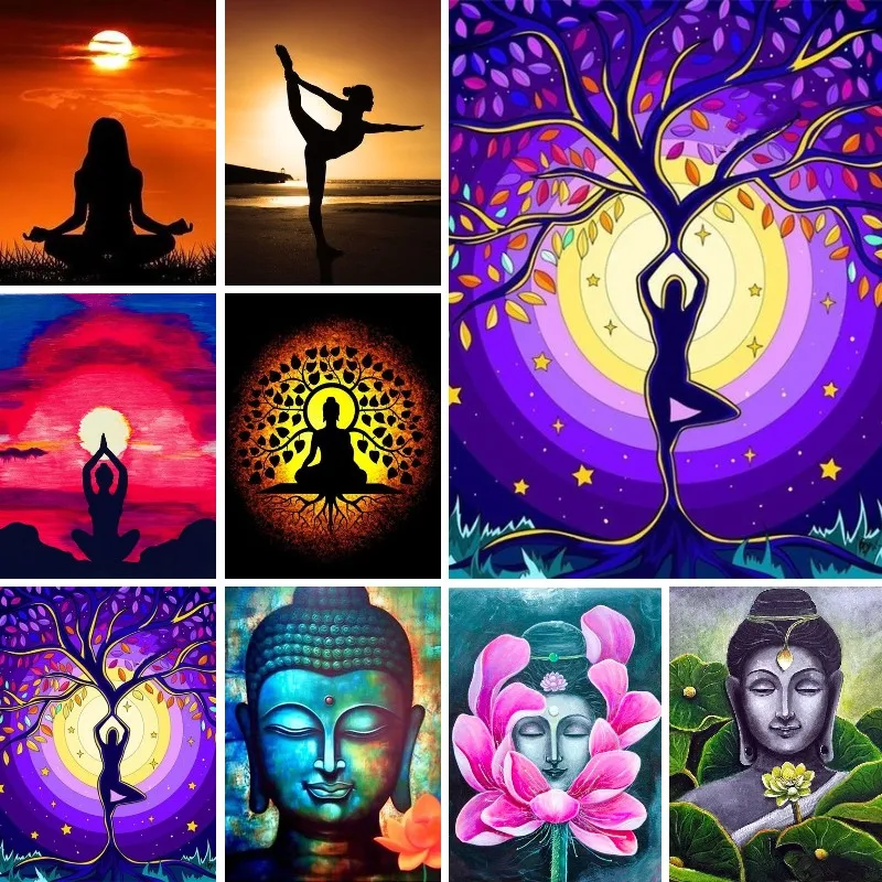 Diamond Mosaic Full Kit Yoga Buddha Inspired Painting Zen Meditation Home Decoration 5d Diy Diamond Painting Wall Stickers