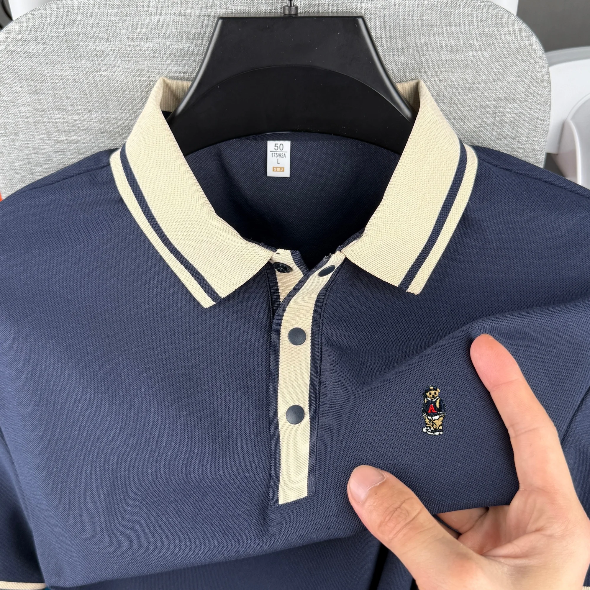 High end brand men's short sleeved polo shirt summer fashion luxury bear embroidery design boutique top casual business T-shirt