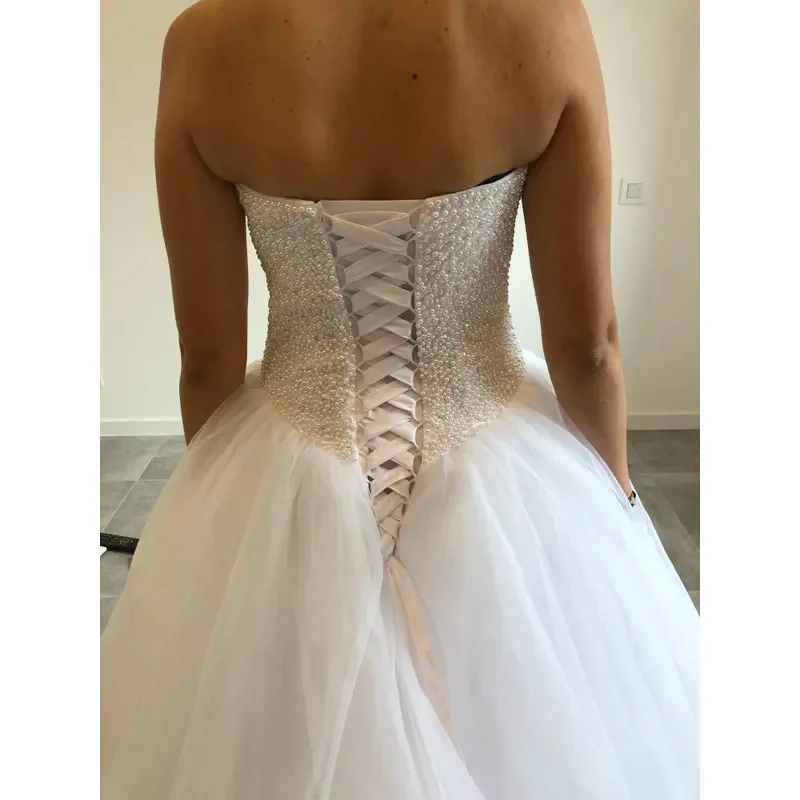 Wedding Dresses Strapless Wedding Dress With Court Train Classic Ball Gown Cusotmized Party Dress For Girls