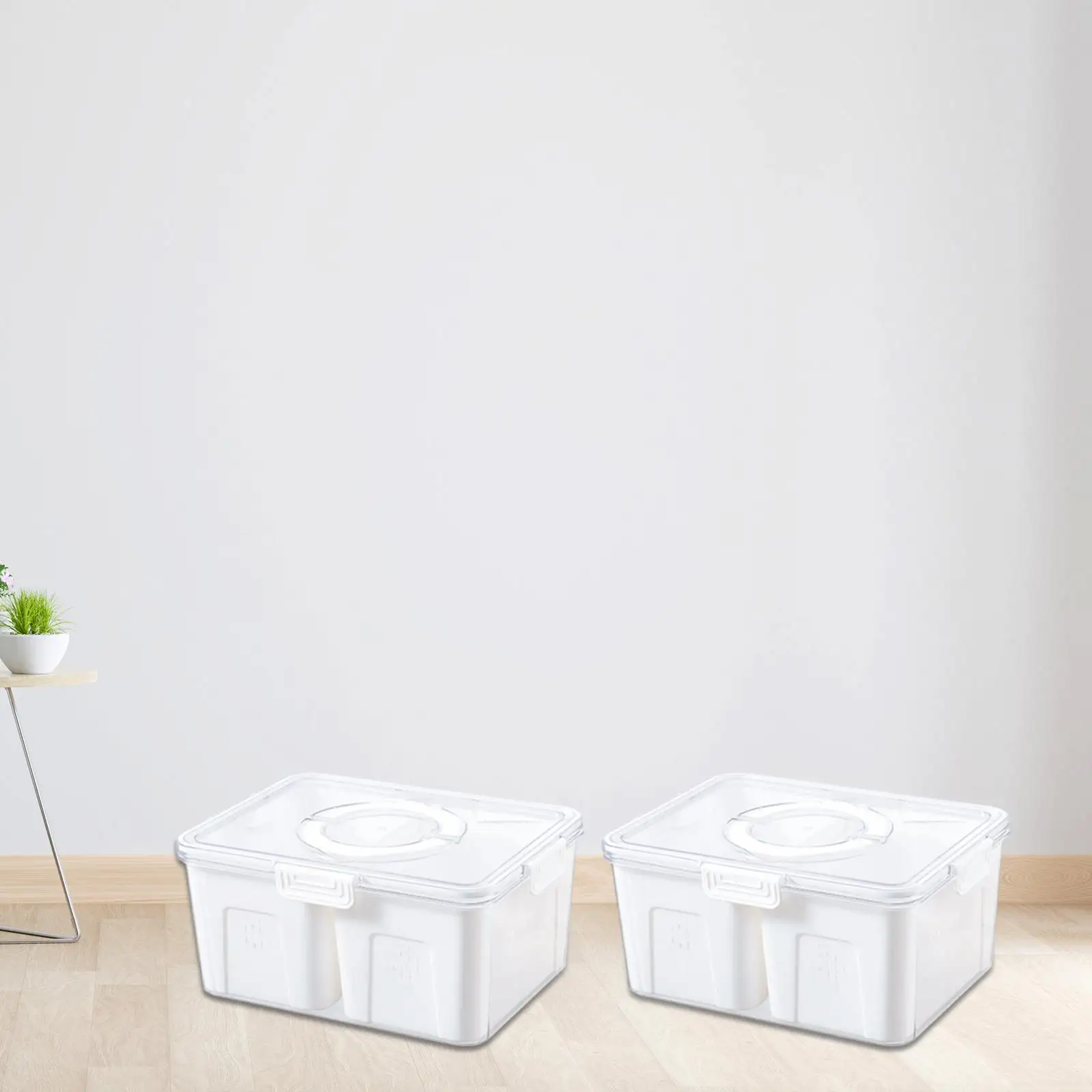 

Set of Two Storage Bins for Refrigerator, Vegetable Organizer with Drainage