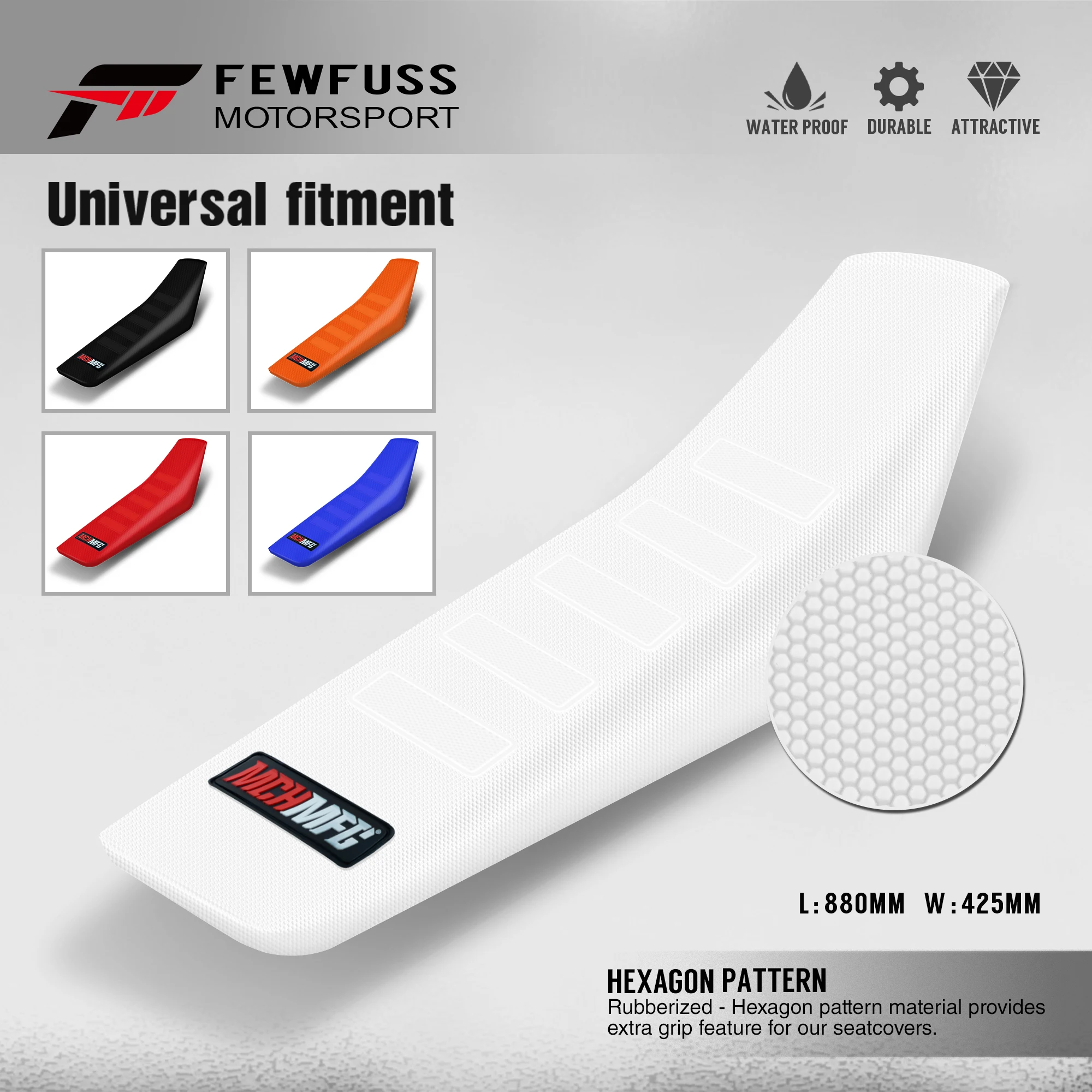 FEWFUSS Motorcycle White Seat Cushion Hot-stamping Basketball Pattern Waterproof Protection Anti Slip Seat Cover For SX CRF YZF