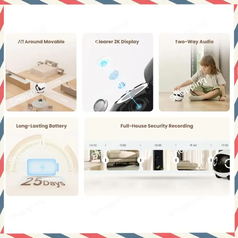 M20K ROLA Mini Pet Companheiro Robô 2K Câmera Robô Inteligente Mini Companheiro de Animais de Estimação Robô Robô de Monitoramento Remoto