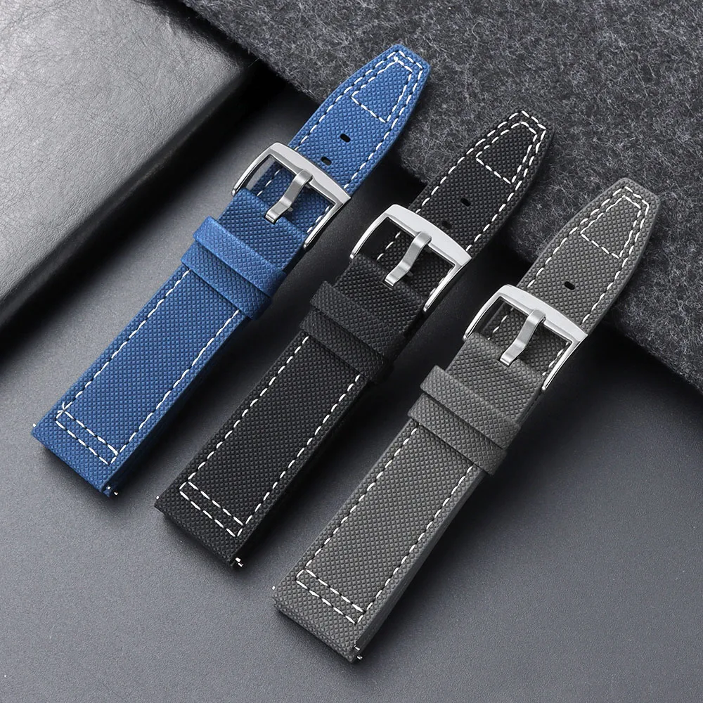 20mm 22mm Leather Watch Straps for Seiko for IWC Sport Bracelet Quick Release Black White Gray Red Wrist Belt Band for Men Women