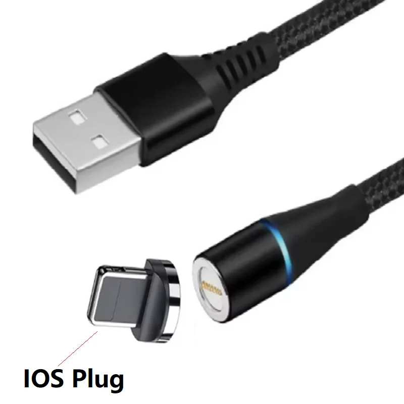 1m 22m USB Cable 360 Degree Rotate Magnetic Charging Cable Data cable Micro USB Type C Cord Phone Charger Wire Magnet Cable