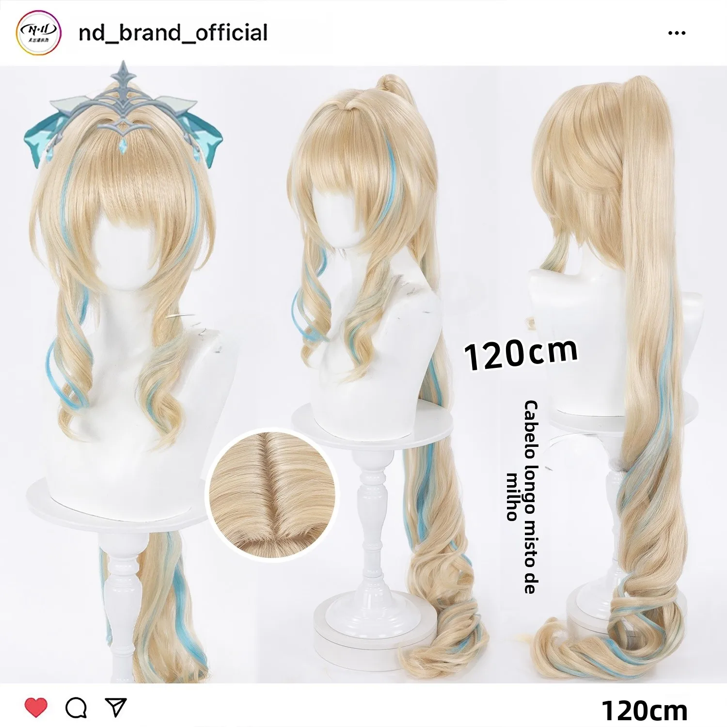ベスナキャラクタースタイルコスプレウィッグ混合コーンシルク厚みのあるテールオリジナル神聖な精神アニメヘアアクセサリー在庫あり