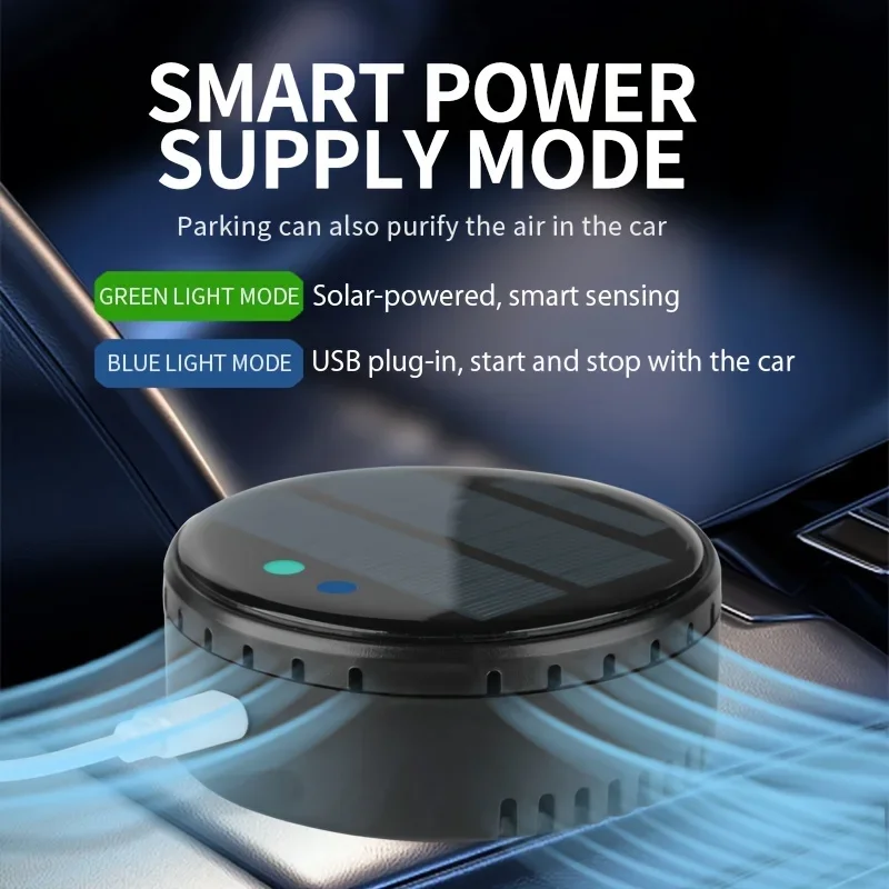 Portable Solar Air Purifier | Negative Ion & Oxygen Generator | Dual-Use for Car and  | No-Charge Odor Elimination