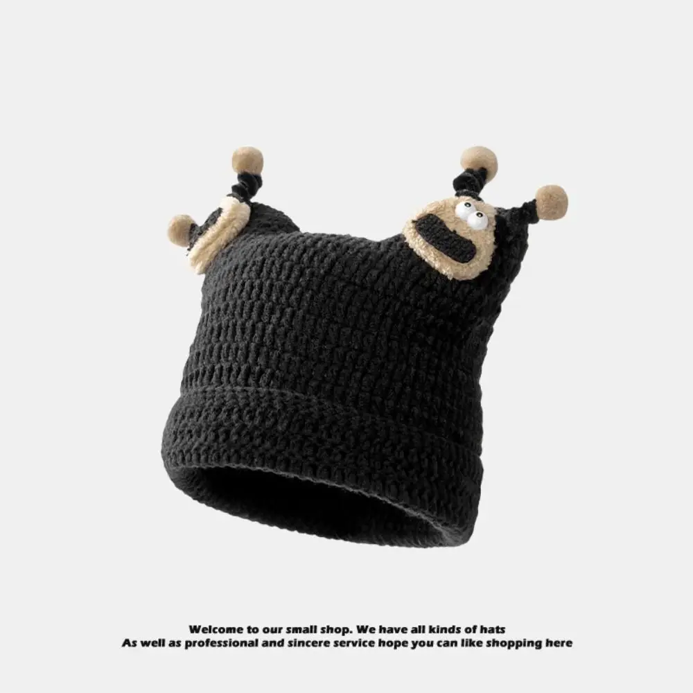 Hot Cute Doll Knitted Hat Warm Cat Ear Warm Knitted Hat Knitted Big Head Circumference Cat Ear Hat for Women