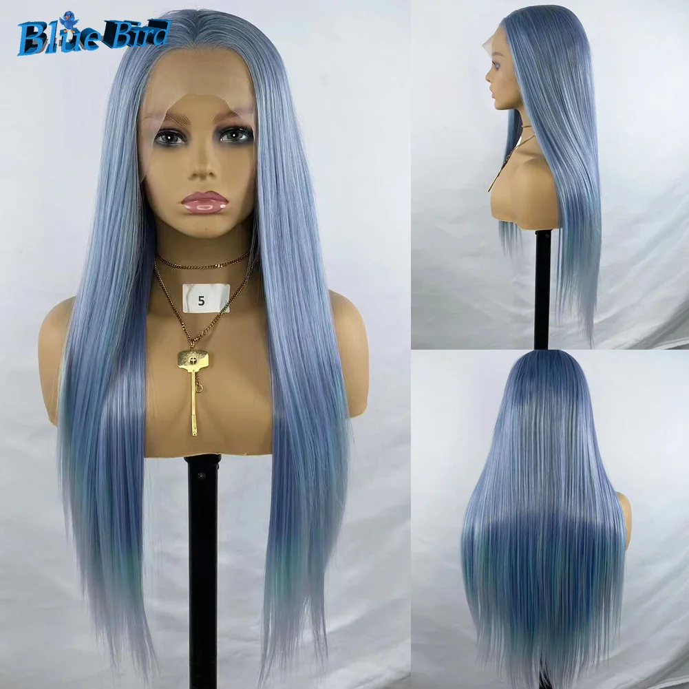 

BlueBird Long Blue Wigs Synthetic Hair 13x3 Lace Front Wigs for Women Mixed Color Heat Resistant Glueless Wig Daily Used