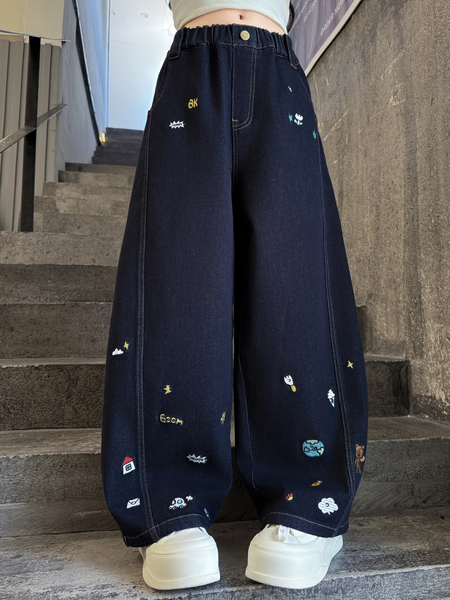 jeans-de-pierna-ancha-bordados-para-ninas-estilo-coreano-primavera-otono-ropa-infantil-pantalones-de-mezclilla-con-cintura-elastica-para-ninos