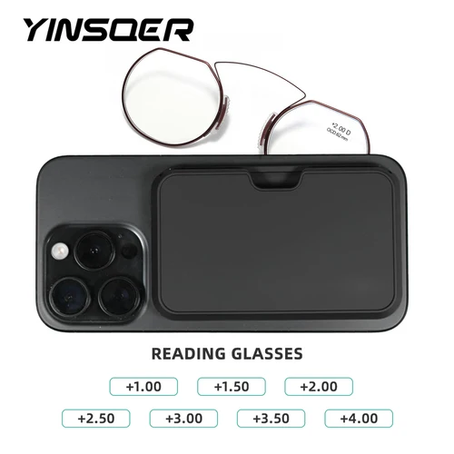 Gafas de lectura con Clip para la nariz para mujer, gafas para presbicia antiluz azul, gafas portátiles para hombre, bisel sin patas antipérdida + estuche
