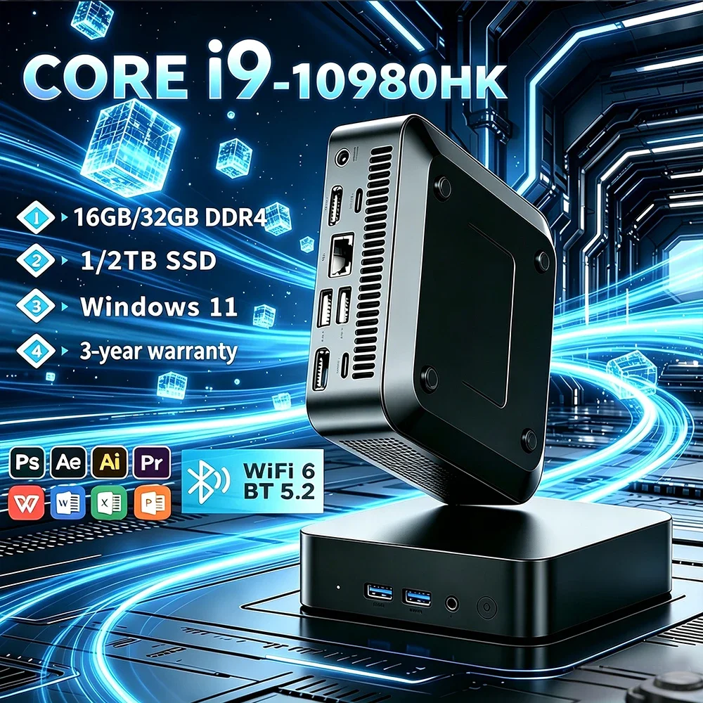 2026 Mini PC Intel Core I9 10980HK N150 Portable Computer Gaming PC 16GB 32GB RAM 1TB SSD Windows 11 Pro Office Wifi 6 BT5.2 PC