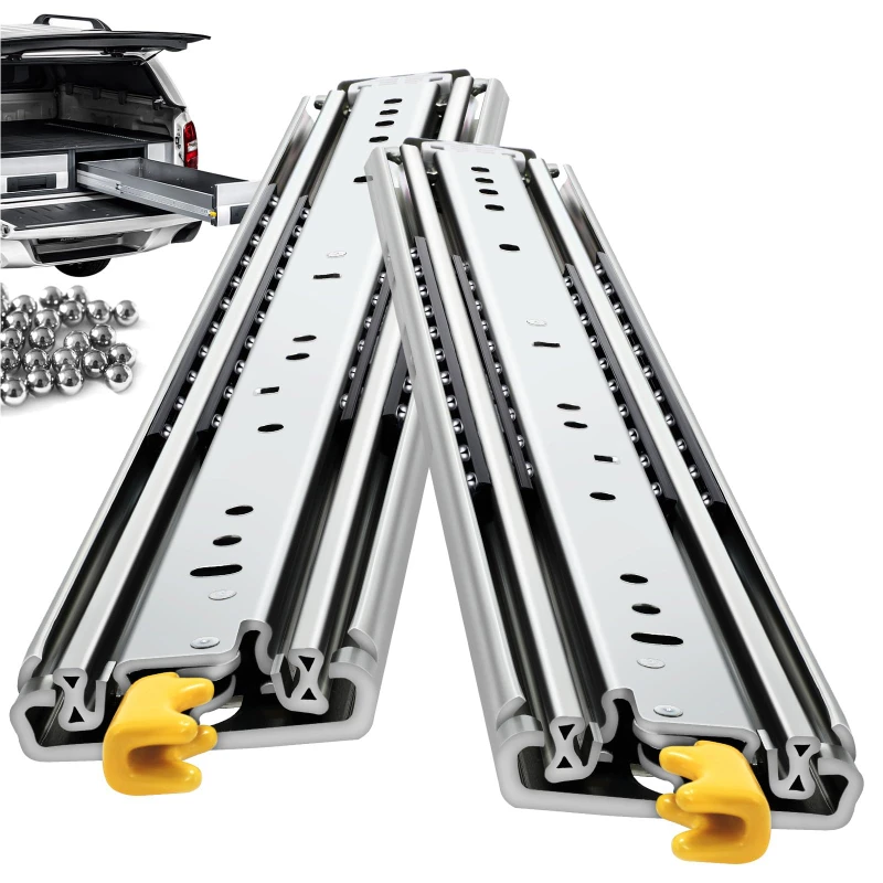 1 Pair 227kg Load Capacity Heavy Duty Slide Rail Full Extension Ball Bearing Side Mount Industrial Rails with Lock RV Slides