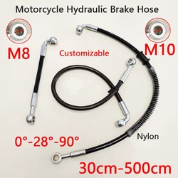 0°~28°~90°Motorcycle Braided Steel Brake Clutch Oil Hoses Line Pipe Black Pit Dirt Bike Motocross Street Bikes M8~M10 Optional 