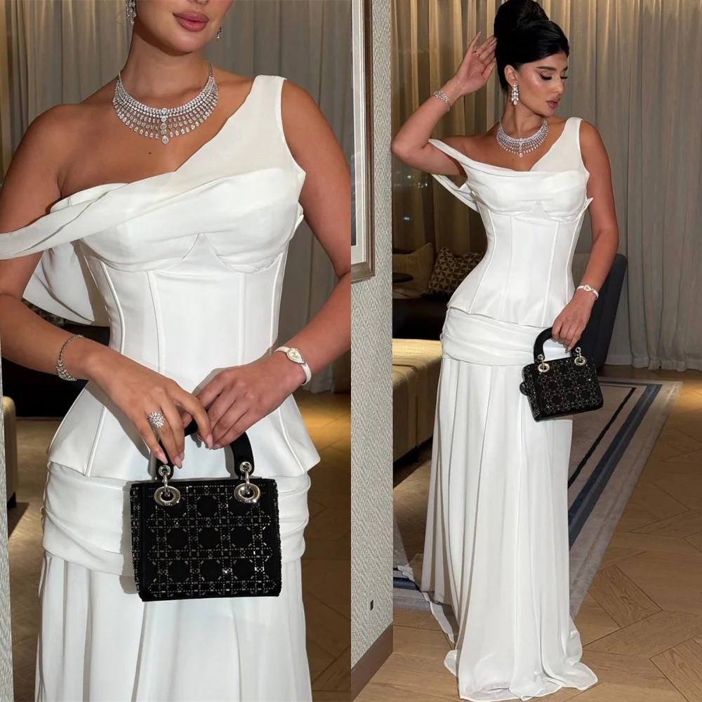 

Customized Simple White Chiffon Evening Dress Exquisite One Shoulder Sleeveless Homecoming Dresses Special Occasion Gowns