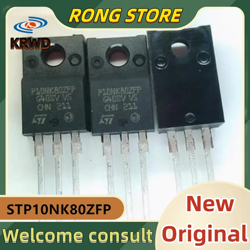 

5PCS P10NK80ZFP New Original STP10NK80ZFP P10NK80 TO-220F 10A/800