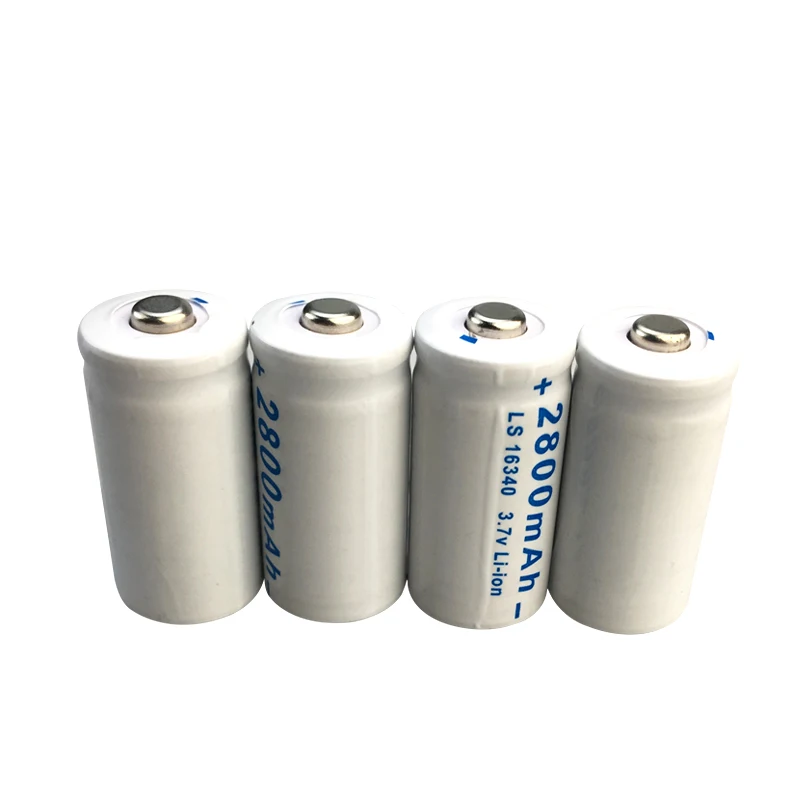 3.7V 2800mAh CR123A RCR 123 ICR 16340 for Safety Camera Rechargeable Battery Lithium Ion Battery with Charger