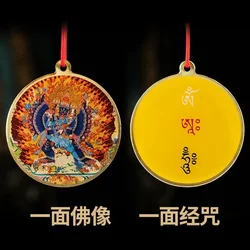 Tibetan Buddhist Buddha Statue Small Thangka Copper Foil Necklace for Men and Women