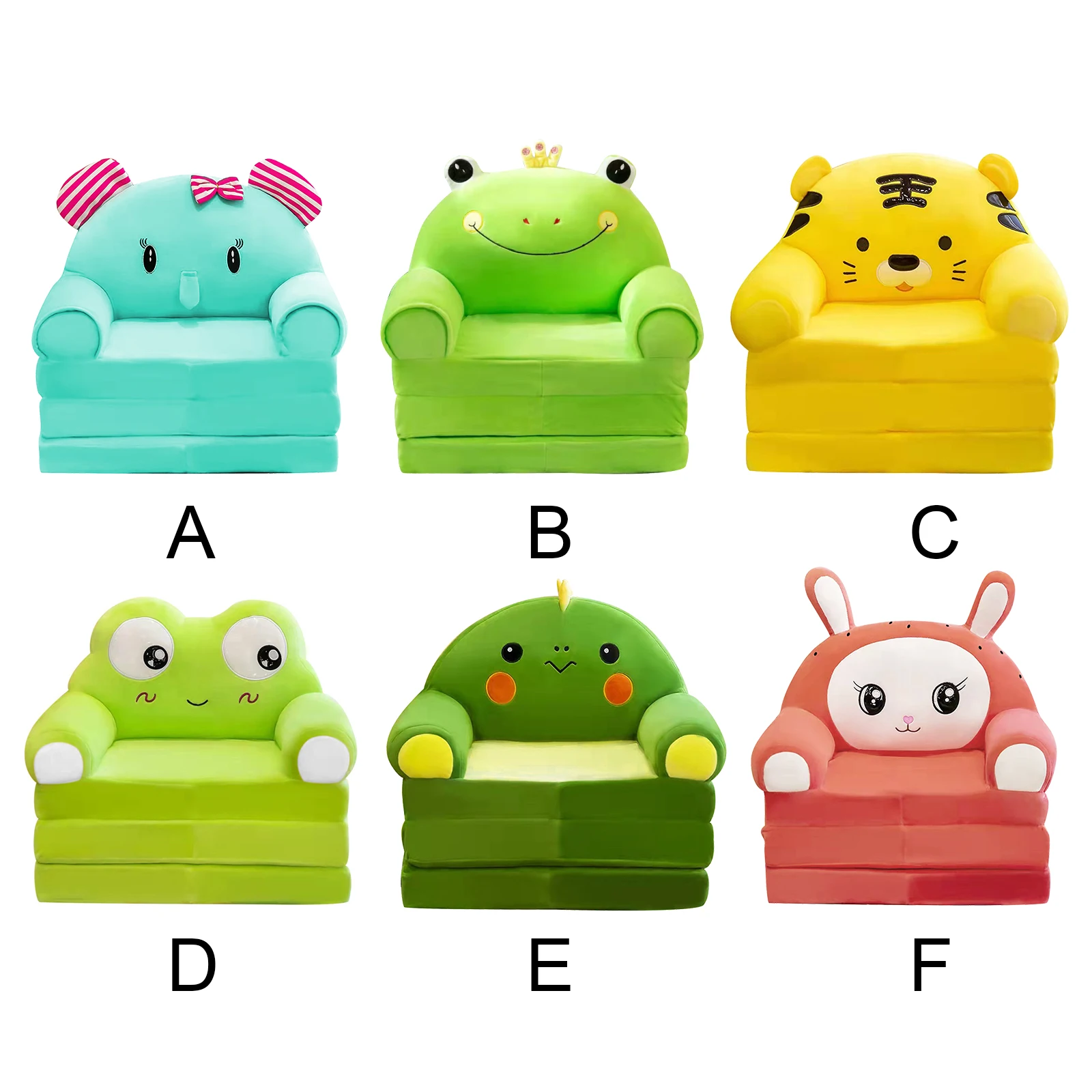 Kids Lazy Sofa Backrest Armchair Plush Multicolor Cute 2 In 1 Cartoon For Home Children