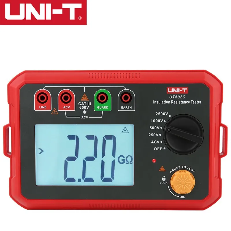 Imagem -04 - Testador de Resistência de Isolamento Uni-t Ut501a Ut501c Ut502a Ut502c Megômetro Digital Megôhmetro Ohm Tester Auto Range Backlight